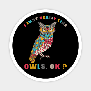 I Just Really Like OWLS Ok funny gift idea Magnet